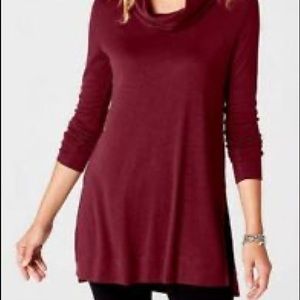 J. Jill Pima Cowl Neck Tunic, maroon, size XL